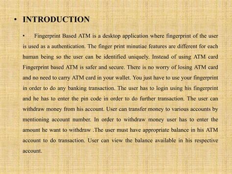 Fingerprint Based Atm System Ppt