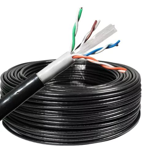 50 Metros Cable Utp Cat 6 Exterior Red Intemperie Cober Color Negro