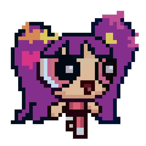 Cute Cartoon Pixel Art Of A Girl In A Purple Outfit