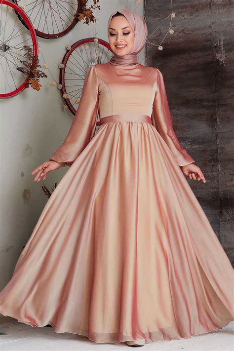 Biscuit Hijab Evening Dress Bs Neva Style