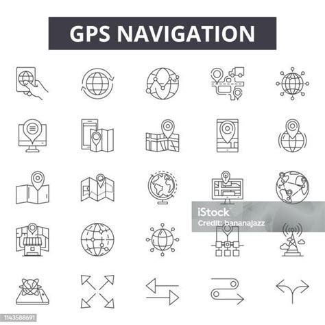 Gps 네비게이션 라인 아이콘 기호 설정 벡터 Gps 네비게이션 개요 개념 그림 Gps 내비게이션 지도도로 위치 및 핀