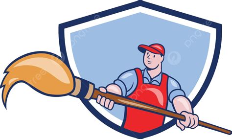 Artist Painter Giant Paintbrush Crest Cartoon Tradesman Artwork Painter