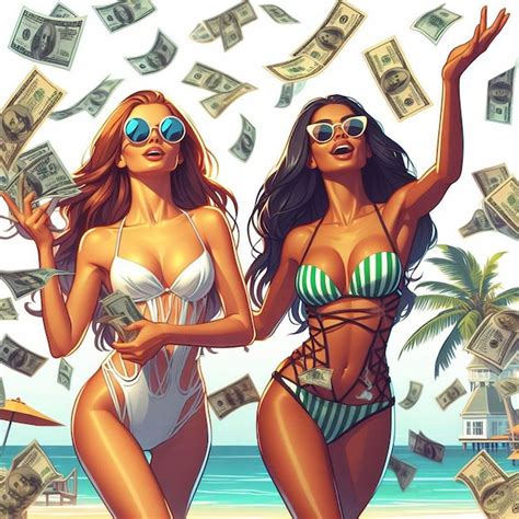 Art Vectoriel Hyper R Aliste Jolie Femme Bikini Reine Du Shopping
