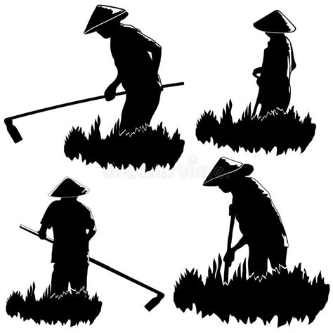 Asian Peasants Work On A Field Stock Vector Illustration Of Vietnam