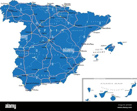 Highly Detailed Vector Map Of Spain With Administrative Regions Main