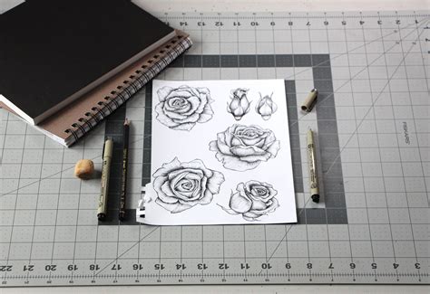 Hand Drawn Rose Clip Art Hand Drawn Rose PNG Black and White - Etsy