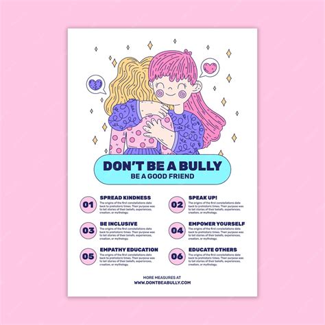 Free Vector Hand Drawn 6 Steps To Prevent Bullying Anti Bullying Poster