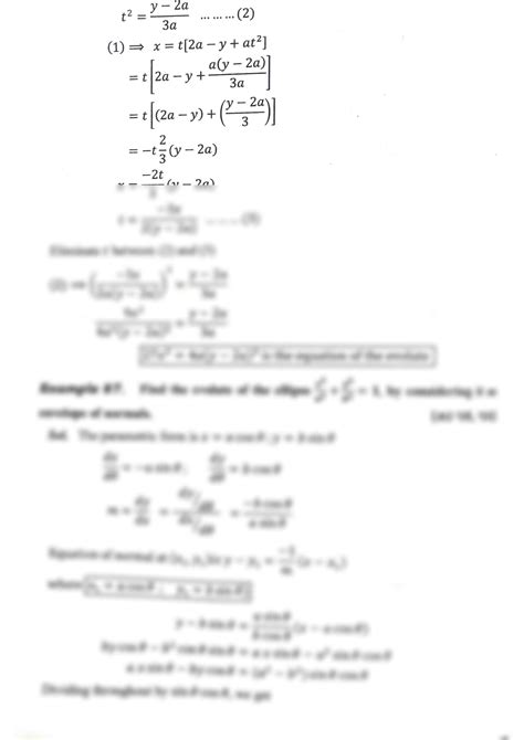Solution Engineering Mathematics L Evolute As The Envelope Of Normals