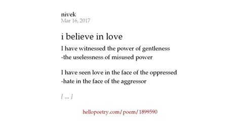 I Believe In Love By Nivek Hello Poetry