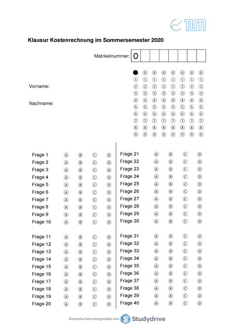 Klausur Kostenrechnung SS20 Vorname Klausur Kostenrechnung Im