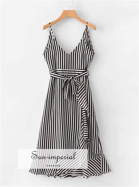 Contrast Stripe Ruffle Hem Cami Dress Cami Dress Womens Dresses Dresses