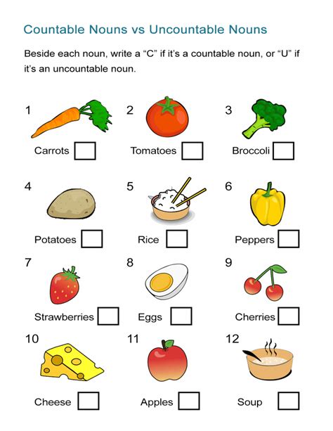 Count And Non-count Nouns Exercises