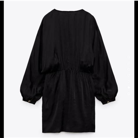 Zara Dresses Nwt Zara Satin Effect Wrap Dress Black Poshmark