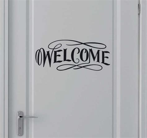 Calligraphic Welcome Text Door Sticker Tenstickers