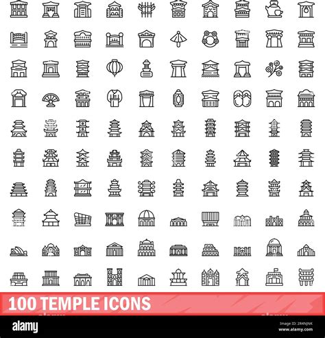 Temple Icons Set Outline Illustration Of Temple Icons Vector