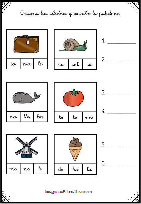 Palabras TrisÍlabas Ordena Las SÍlabas Imagenes Educativas