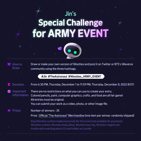 BTS Merch⁷ on Twitter Jin Special Challenge for ARMY EVENT Dec 1 8