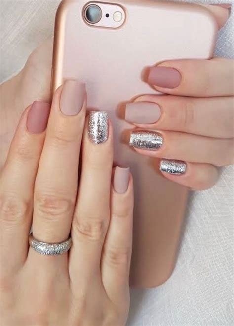 Uñas nut y plata Chic Nails Trendy Nails Stylish Nails Wedding