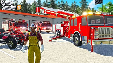 New Firefighter Uniforms Ladder Truck Farming Simulator Youtube