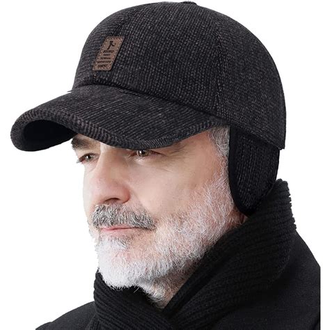 Men S Winter Baseball Cap With Ear Muffs Adjustable Thickened And Warm