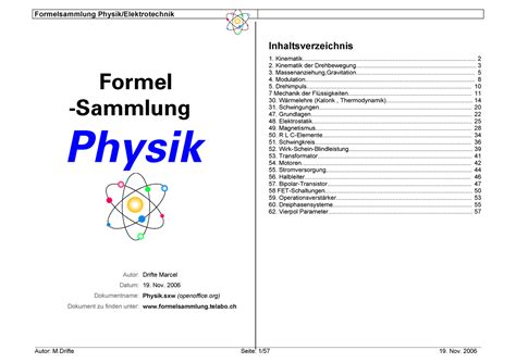 Physik Telabo Formel Sammlung Datum 19 Nov Studocu