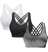 Akamc Pack Women S Medium Support Cross Back Wirefree Removable Cups