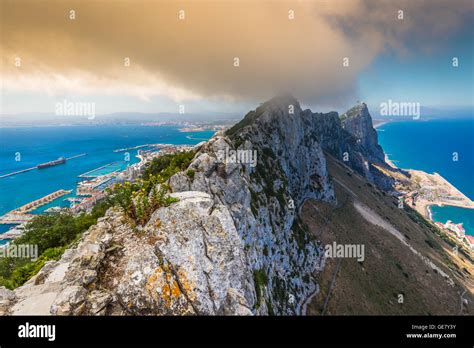 View Of The Gibraltar Rock From The Upper Rock Stock Photo Alamy