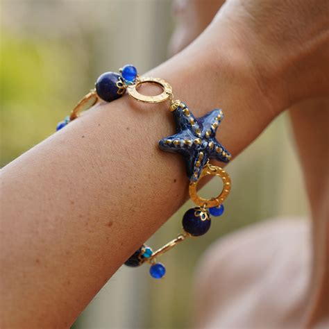 Bracciale Con Cerchi Stella Marina E Lapislazzuli Naturewit