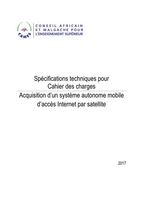 Pdf Sp Cifications Techniques Pour Cahier Des Charges Des Charges