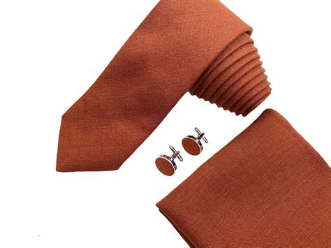 Burnt Orange Regular Linen Tie Regular Wedding Tie Burnt Etsy