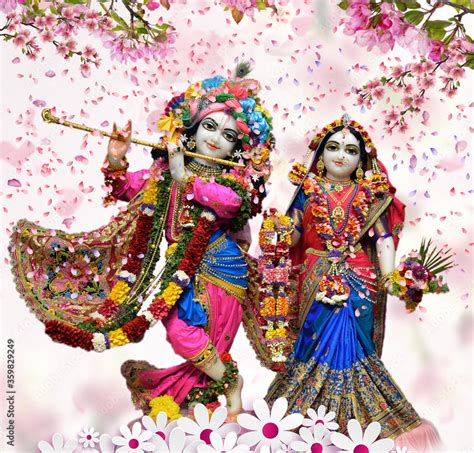 Hindu God Radha Krishna Iskcon Temple With Nice Dressup And Rose Petals ...