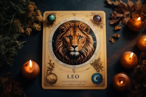 Premium Ai Image Modern Magic Witchcraft Card With Astrology Leo