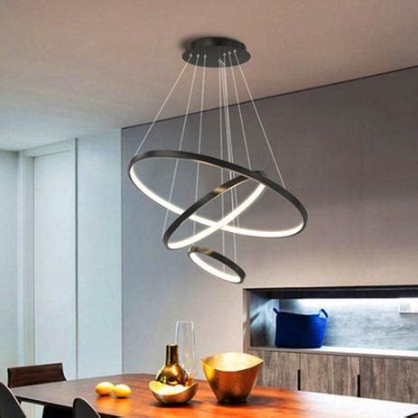 Lustre Pendente Moderno An Is Led W Arcos Preto Bivolt Ventilanet