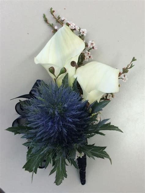 Thistle and Calla Lily Boutonnière for Wedding