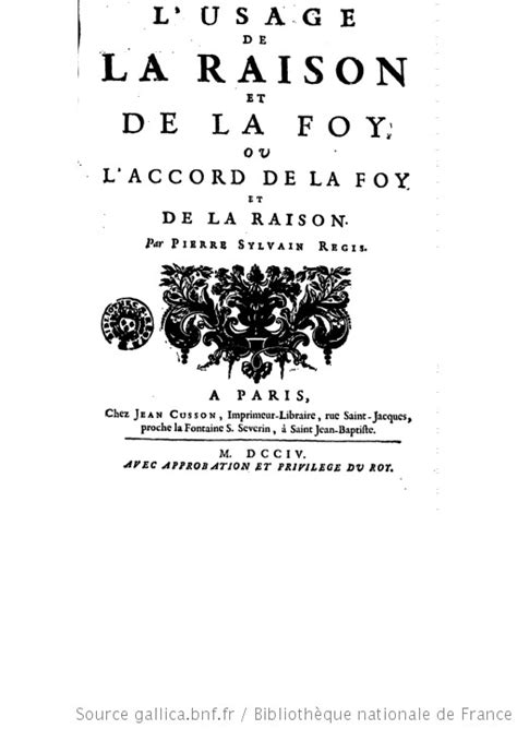 L Usage De La Raison Et De La Foy Ou L Accord De La Foy Et De La