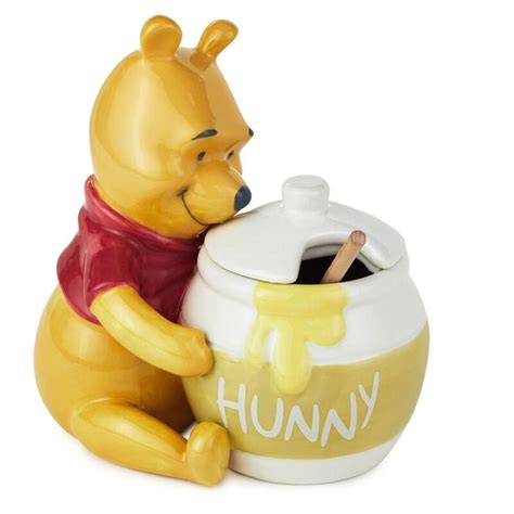 Disney Winnie The Pooh Ceramic Honey Pot With Serving Wand Set Of