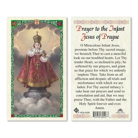 Prayer to the Infant Jesus of Prague Laminated Prayer Card | Discount ...