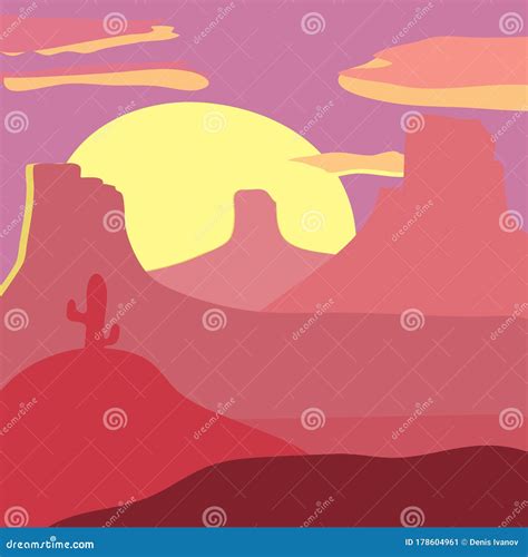 Cartoon-style Background of the Grand Canyon Landscape with Cactus ...