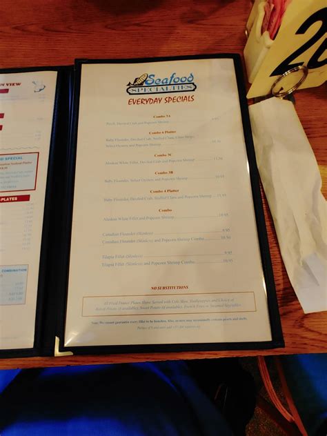 Menu At Ocean View Seafood Restaurant Lexington