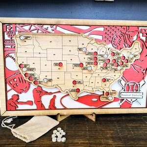 Baseball Stadium Tracker Map Baseball Lover Gift Handmade Wood Travel