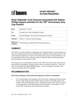 Fillable Online Toronto TE19 32 Staff Report 100 Anniversary Grey