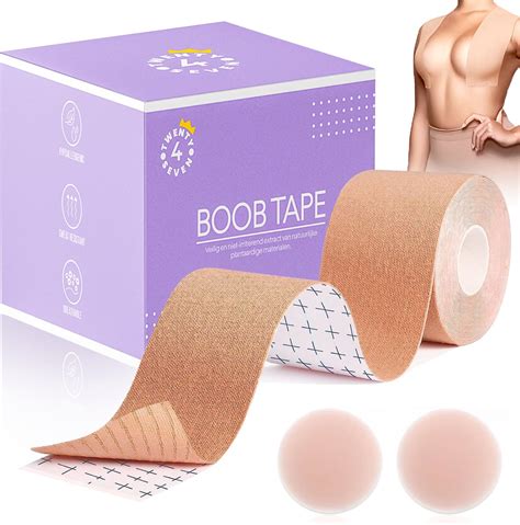 Boob Tape Met Nipple Covers Fashion Boobtape Plak BH Tepelcovers Beige Bol
