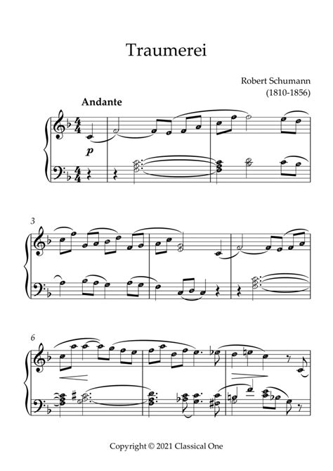 Schumann Traumereiwith Note Name By Robert Schumann Easy Piano