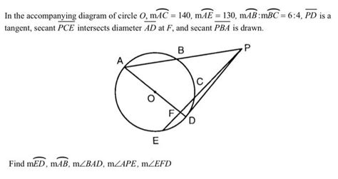 Solved In The Accompanying Diagram Of Circle O Chegg