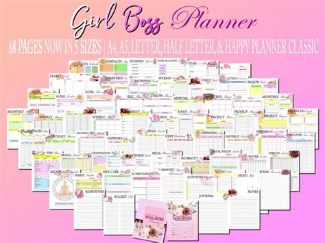 The Girl Boss Planner Is Shown In Pink