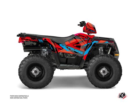 Polaris 450 Sportsman ATV Hidden Graphic Kit Red Blue Kutvek Kit Graphik