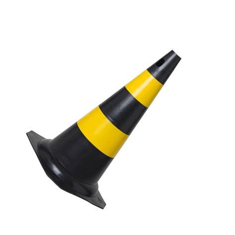 Cone Sinalização Pvc 50cm Preto E Amarelo Plastcor Loja Brafer