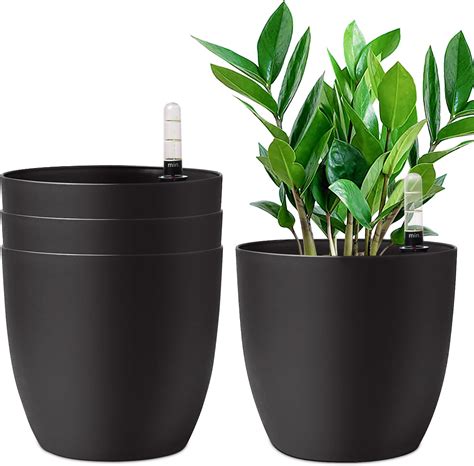 T4U Self Watering Plant Pot With Water Indicator Set Of 4 With Water