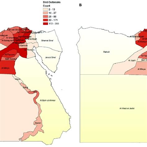 A. Population density map (people per square km), Egypt. B. Poultry ...