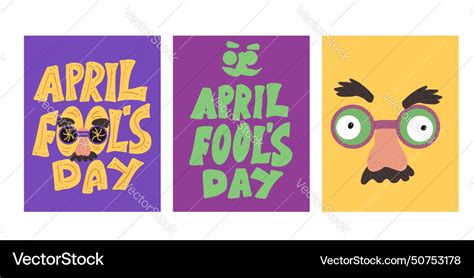 April fools day cards set holiday banners Vector Image